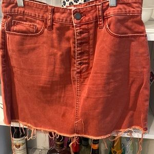 Paige red denim skirt